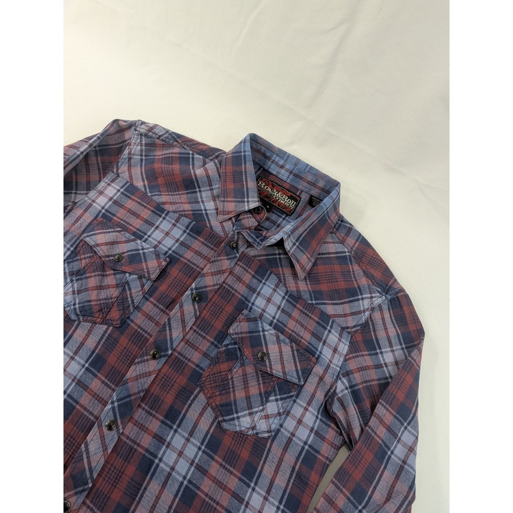 Rock & Roll‎ Cowboy Men's Western Shirt Size Medium Red Blue Snap Long Sleeve